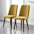 Ellen Mid-Century Modern Gold Velvet Dining Chair (Set of 2)