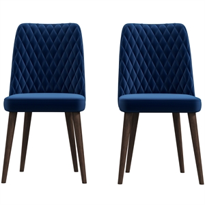 ellen mid-century modern velvet dining chair in navy blue (set of 2)