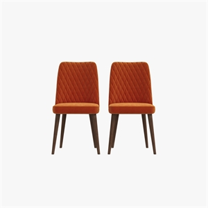 ellen mid-century modern velvet dining chair in orange (set of 2)