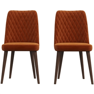 ellen mid-century modern orange velvet dining chair (set of 2)