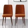 Ellen Mid-Century Modern Orange Velvet Dining Chair (Set of 2)