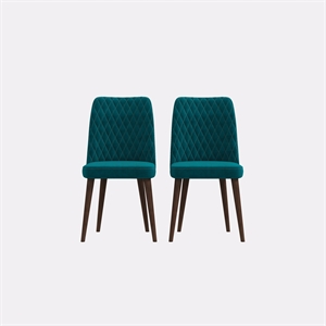 ellen mid-century modern velvet dining chair in turquoise (set of 2)