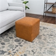 Lou Mid-Century Modern Design Square Cognac Tan Leather Ottoman