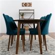 Reece 5-Piece Mid-Century Oval Dining Set w/ 4 Velvet Dining Chairs in Turquoise