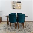 Reece 5-Piece Mid-Century Oval Dining Set w/ 4 Velvet Dining Chairs in Turquoise