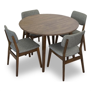 Izmir Modern Solid Wood Walnut Dining Room & Kitchen Table Set for 4