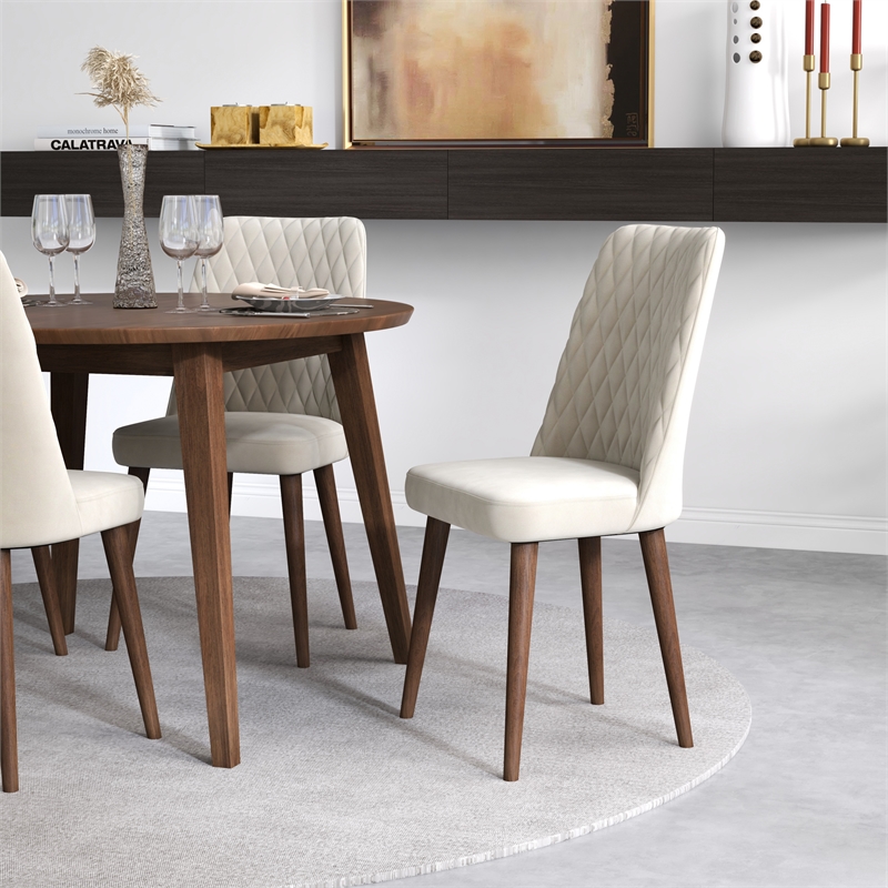 Prembroke Modern Solid Wood Walnut Kitchen Table and Chairs for 4