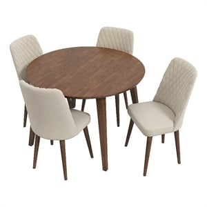 Prembroke Modern Solid Wood Walnut Kitchen Table and Chairs for 4