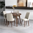 Prembroke Modern Solid Wood Walnut Kitchen Table and Chairs for 4