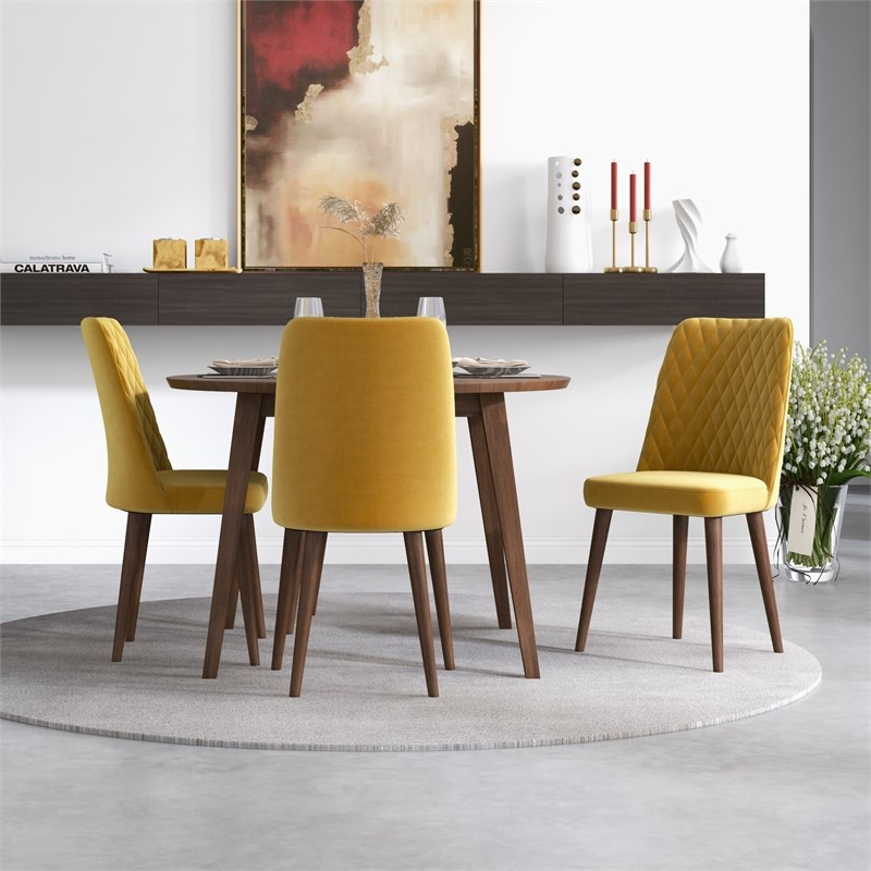 Patience Modern Solid Wood Walnut Dining Room & Kitchen Table Set for 4