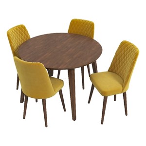 Patience Modern Solid Wood Walnut Dining Room & Kitchen Table Set for 4