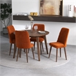 Pia Modern Solid Wood Walnut Dining Room & Kitchen Table and 4 Chair Set