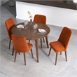 Pia Modern Solid Wood Walnut Dining Room & Kitchen Table and 4 Chair Set