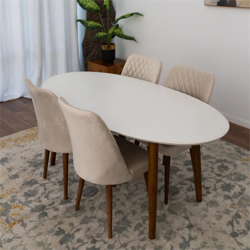Reagan Modern Solid Wood Dining Table and 4 Chair Set