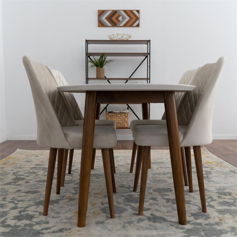 Reagan Modern Solid Wood Dining Table and 4 Chair Set