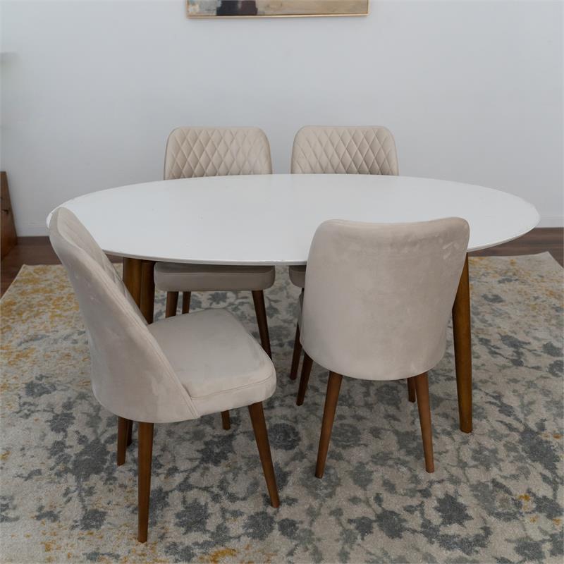 Reagan Modern Solid Wood Dining Table and 4 Chair Set