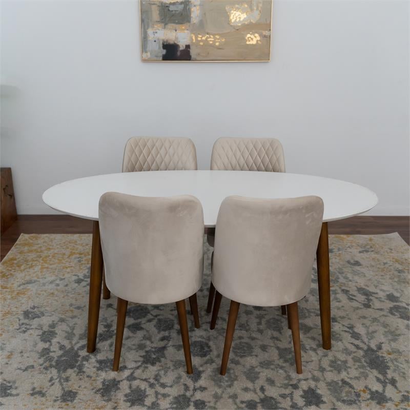 Reagan Modern Solid Wood Dining Table and 4 Chair Set