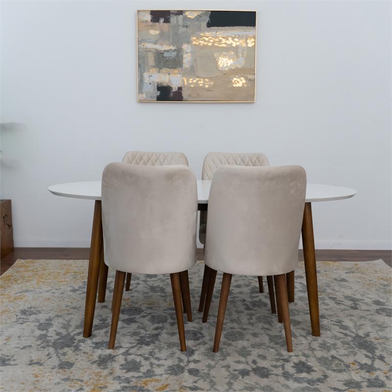 Reagan Modern Solid Wood Dining Table and 4 Chair Set