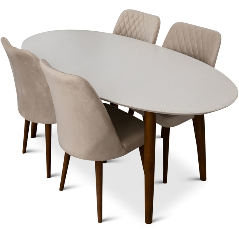 Reagan Modern Solid Wood Dining Table and 4 Chair Set