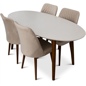 Reagan Modern Solid Wood Dining Table and 4 Chair Set