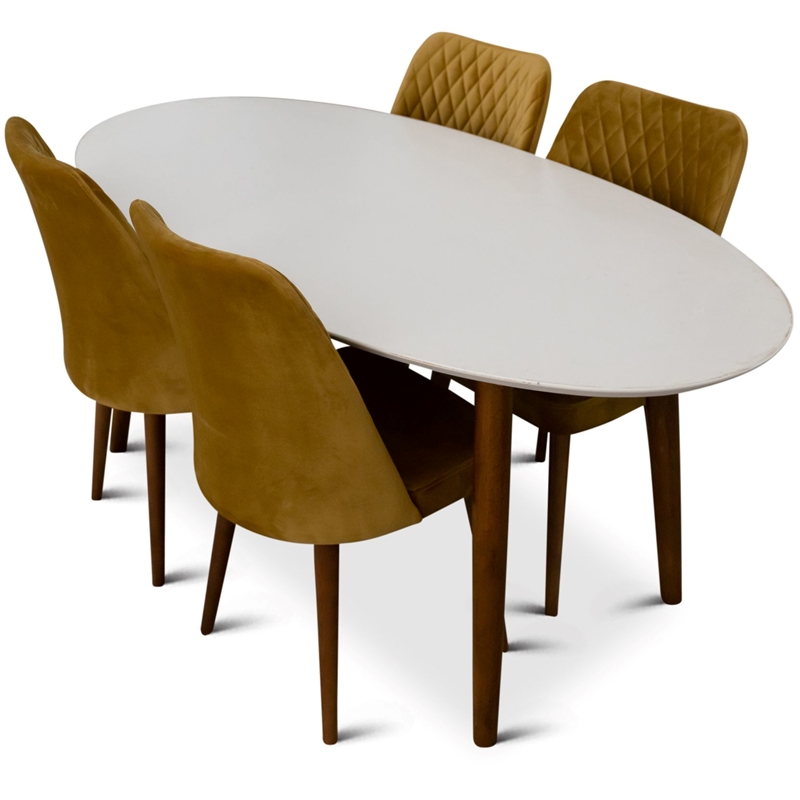 Reanna Mid Century Modern Dining Room Table Set for 4