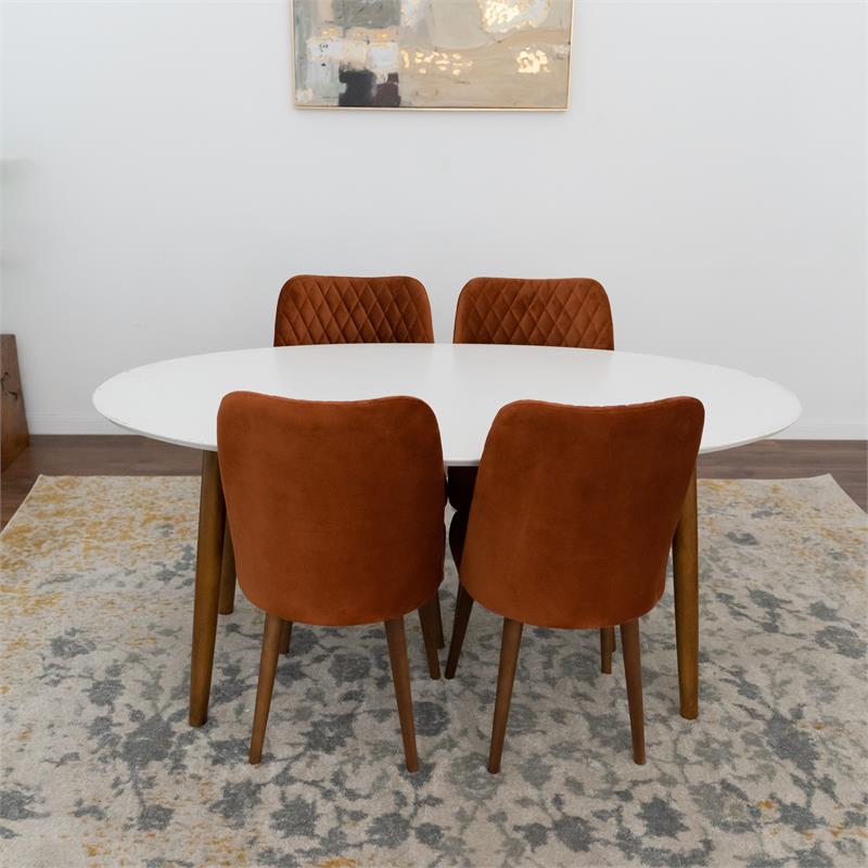 Reese Modern Solid Wood Walnut Dining Room & Kitchen 5 Piece Furniture Set