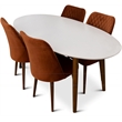 Reese Modern Solid Wood Walnut Dining Room & Kitchen 5 Piece Furniture Set