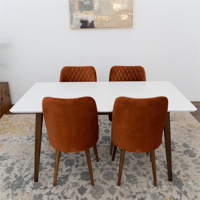 Dane Modern Solid Wood Walnut Kitchen & Dining Room Table and Chairs Set of 4