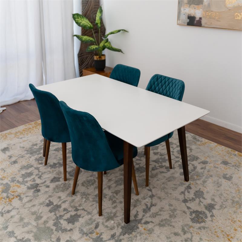 Dash Mid Century Modern Solid Wood Walnut Dining Room&Kitchen Table Set for 4