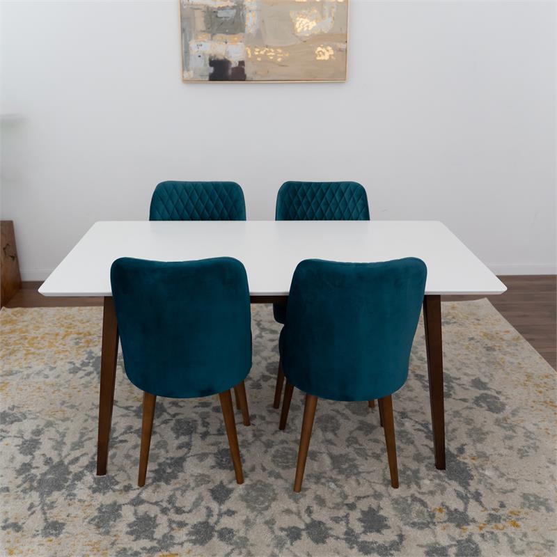 Dash Mid Century Modern Solid Wood Walnut Dining Room&Kitchen Table Set for 4