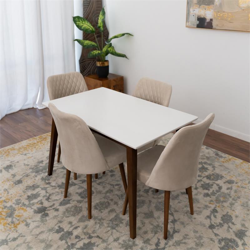 Dariel Mid Century Modern Solid Wood 5 Piece Furniture Set