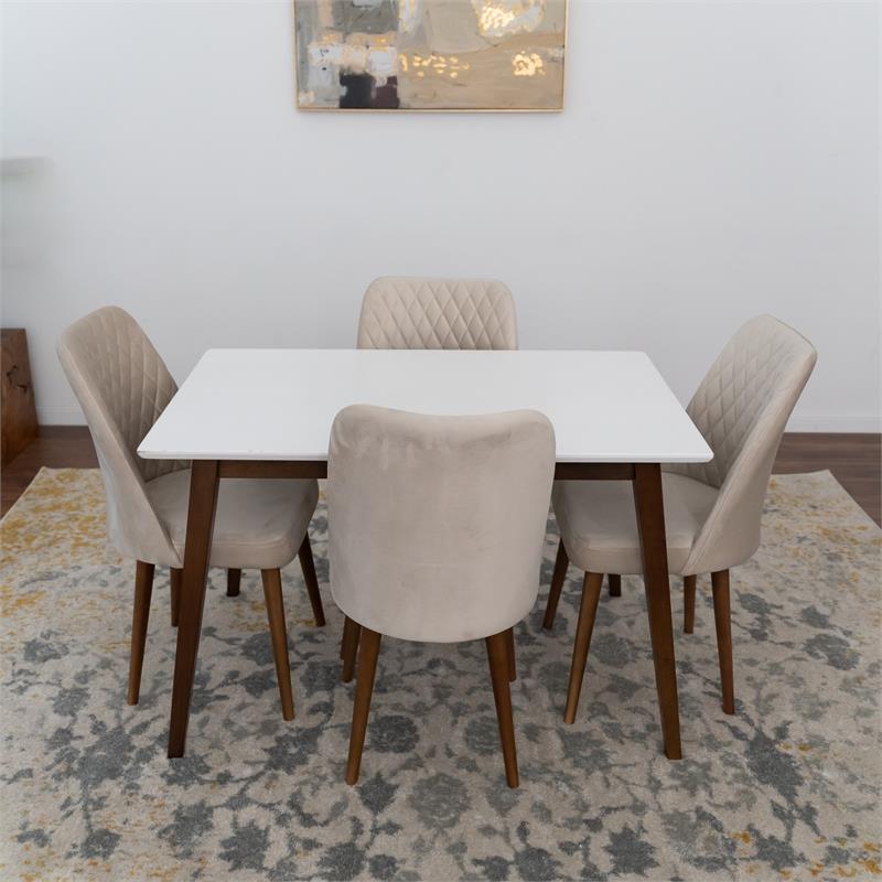 Dariel Mid Century Modern Solid Wood 5 Piece Furniture Set