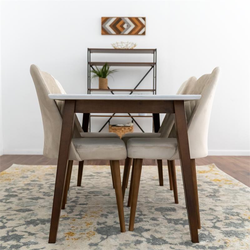 Dariel Mid Century Modern Solid Wood 5 Piece Furniture Set