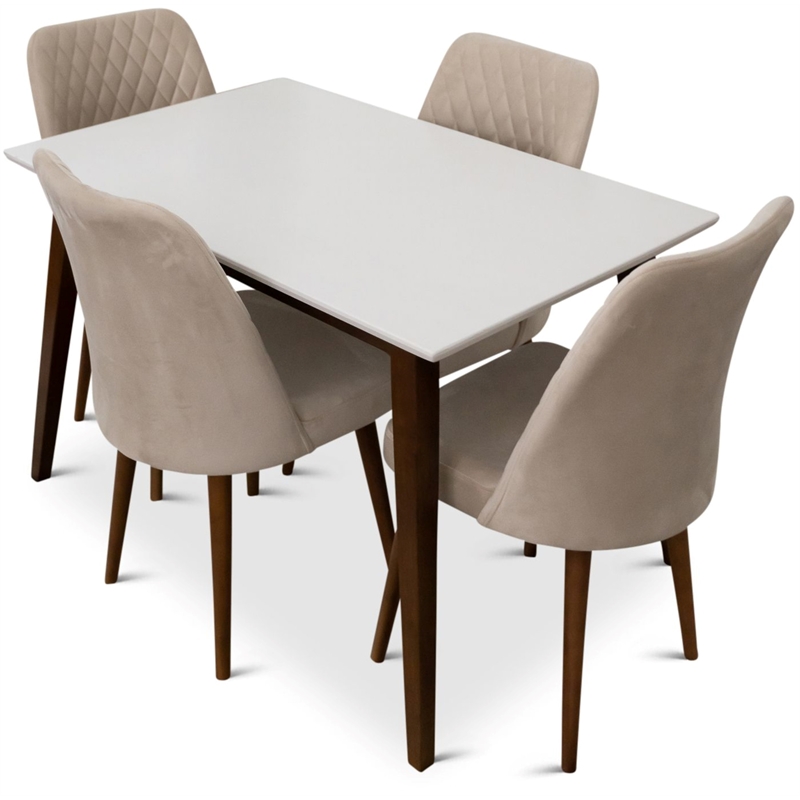Dariel Mid Century Modern Solid Wood 5 Piece Furniture Set