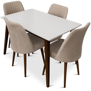 Dariel Mid Century Modern Solid Wood 5 Piece Furniture Set