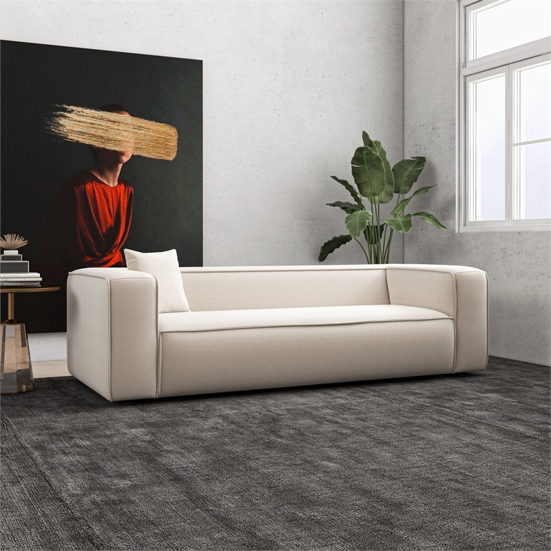 Bellevue Modern Living Room Furniture Boucle Fabric Sofa  Couch in Ivory