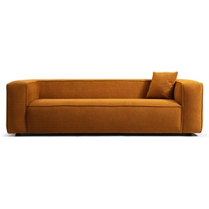 bellevue mid-century modern tight back french boucle fabric sofa in orange