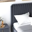 Angelou Mid Century Modern Gray Velvet Upholstered Queen Platform Bed