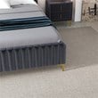 Angelou Mid Century Modern Gray Velvet Upholstered Queen Platform Bed