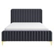 Angelou Mid Century Modern Gray Velvet Upholstered Queen Platform Bed