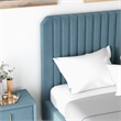 Angelou Mid Century Modern Blue Velvet Upholstered Queen Platform Bed