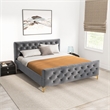 Bella Mid Century Modern Gray Velvet Upholstered King Platform Bed