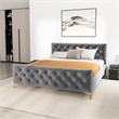 Bella Mid Century Modern Gray Velvet Upholstered King Platform Bed