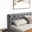 Bella Mid Century Modern Gray Velvet Upholstered King Platform Bed