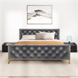 Bella Mid Century Modern Gray Velvet Upholstered King Platform Bed