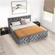 Bella Mid Century Modern Gray Velvet Upholstered King Platform Bed