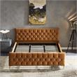 Bella Mid-Century Modern Velvet Upholstered King Platform Bed in Tan