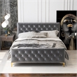 Bella Mid Century Modern Dark Gray Velvet Upholstered Queen Platform Bed
