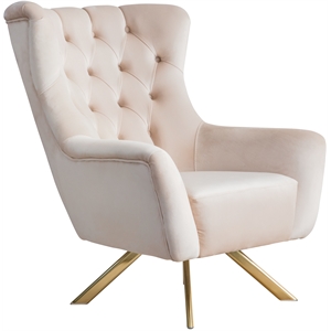jordyn mid-century tufted tight back velvet upholstered swivel chair in beige