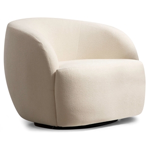 bellevue mid-century modern french boucle upholstered swivel chair in cream